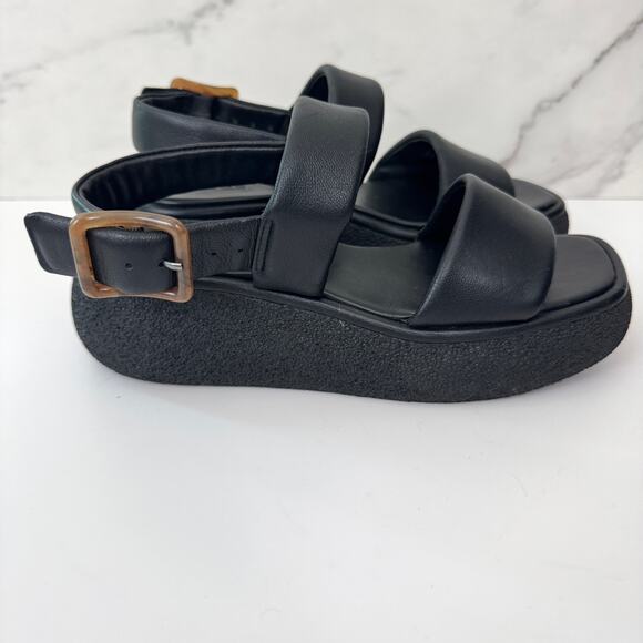 Vince Women Laguna Slingback Platform Sandals Sz 6.5 Cushion Puffy Minimal Black - Picture 2 of 10